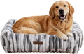 Modern Threads Ribbed Plush Two-Tone Cuddler Dog Bed, Ultra-Soft Faux Rabbit Fur, Supportive Bolstered Sides, Removable Washable Cover, Bed for Medium to Large Dogs, Silver, (34" L x 25" W x 9" Th)