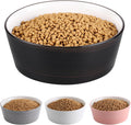 Black Dog Bowl Ceramic for Medium Large Breed, Heavy Weighted Dog Food Water Dish, 8 in Non - Slip Modern Cute Extra Big Porcelain Pet Bowl Maze Wide Mouth