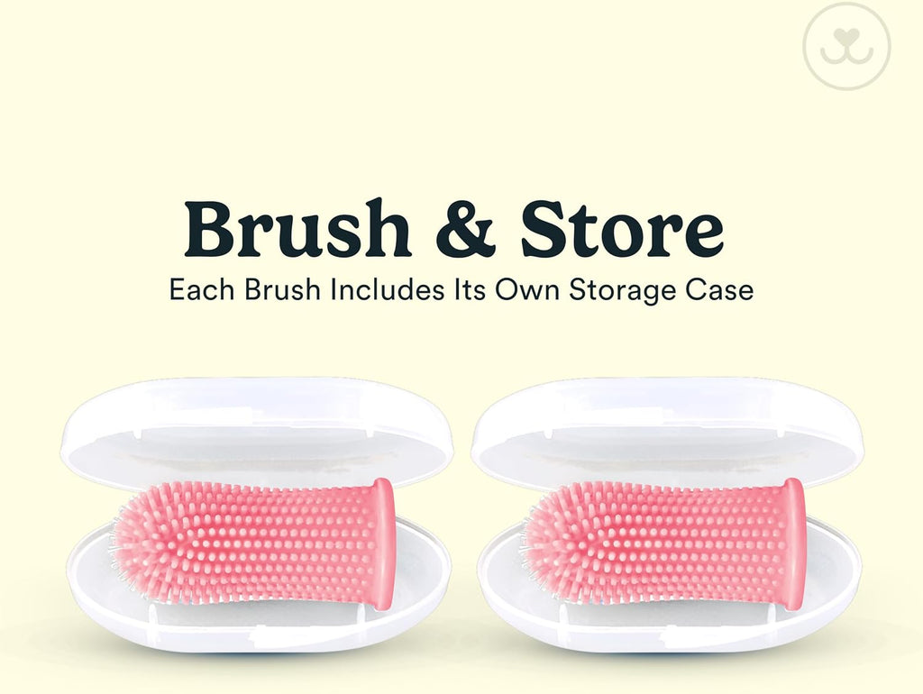 Jasper Dog Toothbrush, 360° Finger Toothbrush for Dogs & Cats, Pink 2-Pack | 12x More Bristles, Teeth Cleaning Kit for Small & Large Pets, Toothpaste Not Included, Fights Bad Breath, Extra Soft Silicone 
