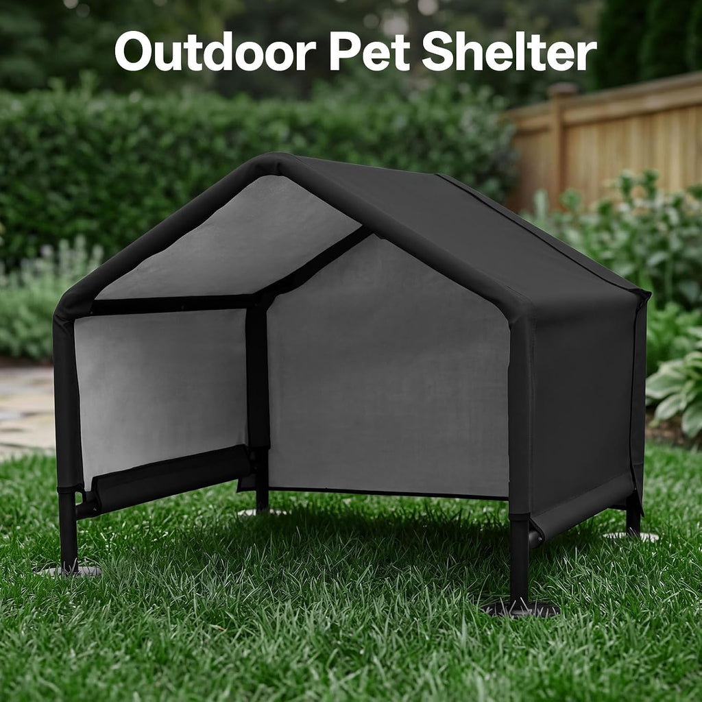 MEWANG Dog House Outdoor, Small Pet Shade Shelter Outside, Black