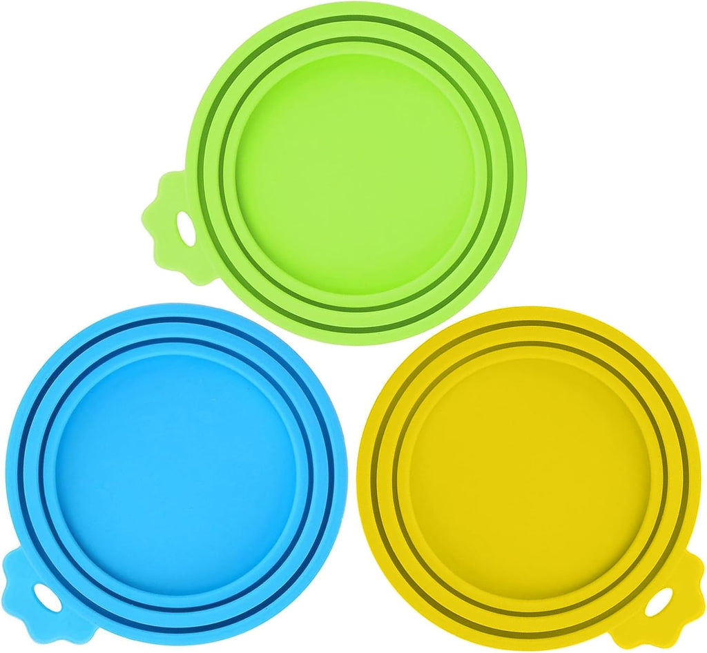 3 Pack Pet Food Can Covers, Silicone Can Lids for Dog & Cat Food