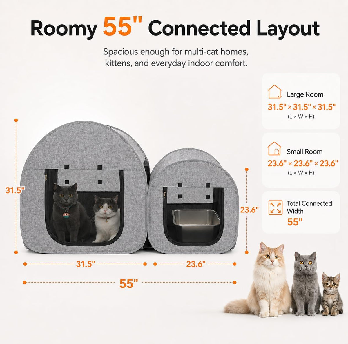 Portable Cat Playpen, Delivery Room, Enclosure, Postoperative Recovery, House Design for Better Standing, Foldable Pet Tent for Indoor and Outdoor Use, Cat Houses & Condos Dark Gray