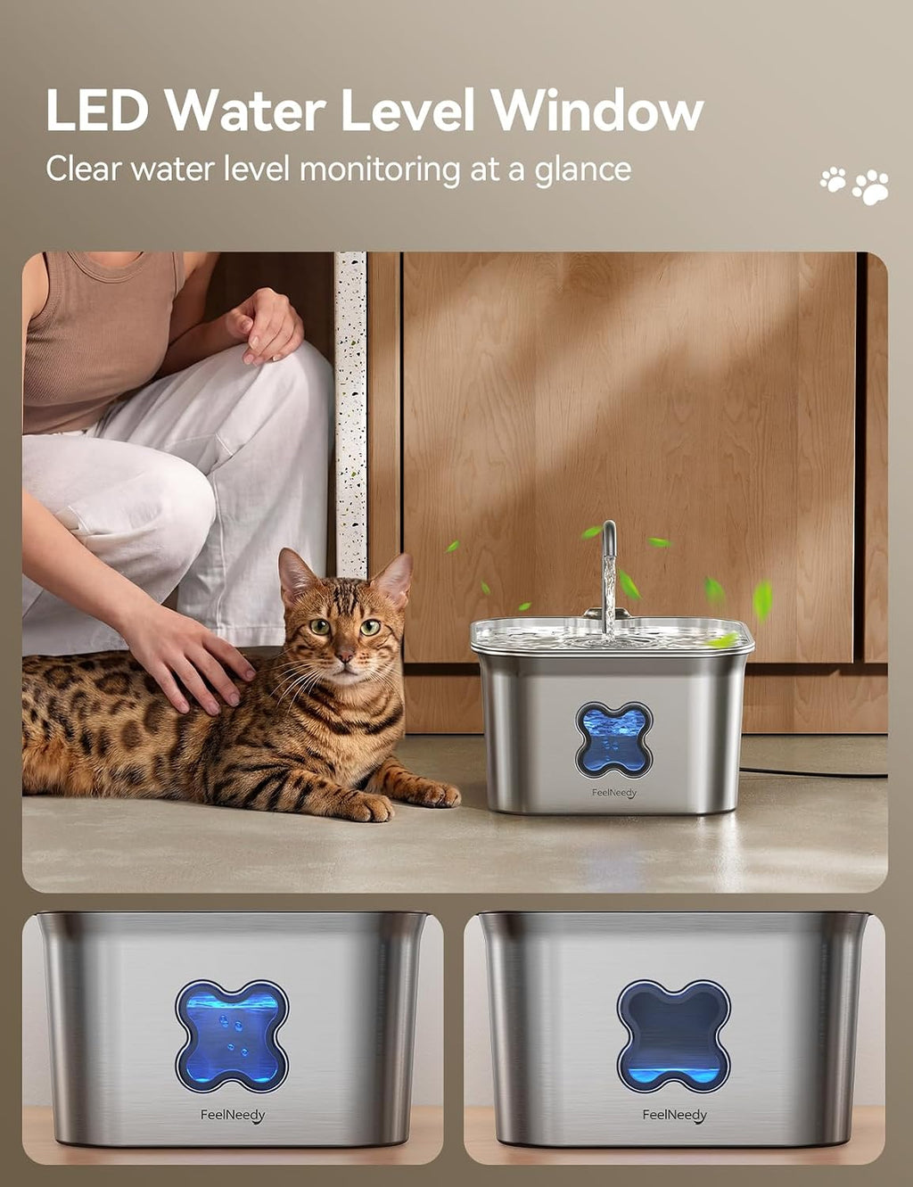 Cat Water Fountain - 95oz/2.8L Faucet-Style Pet Drinking Fountain for Cats