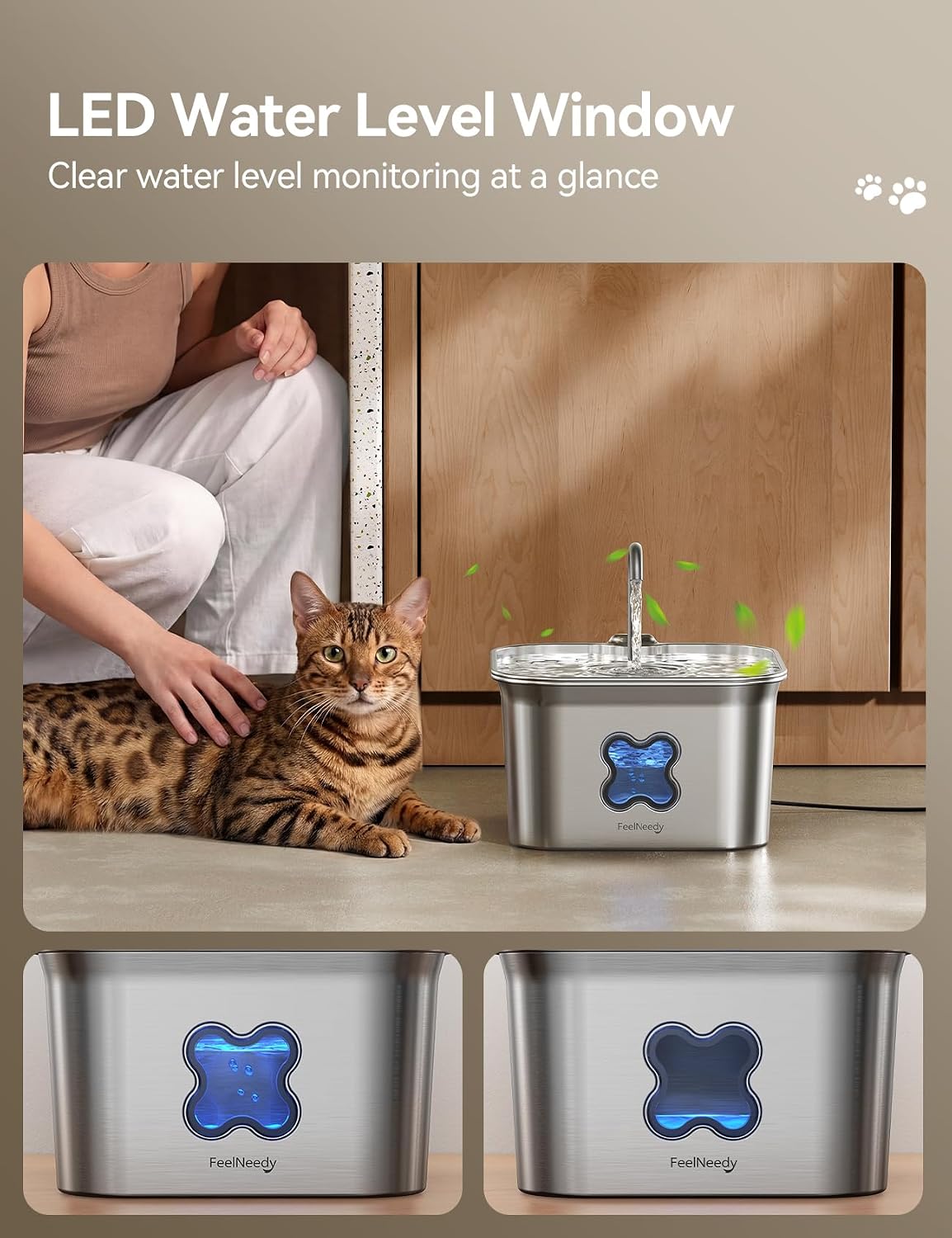 Cat Water Fountain - 95oz/2.8L Faucet-Style Pet Drinking Fountain for Cats