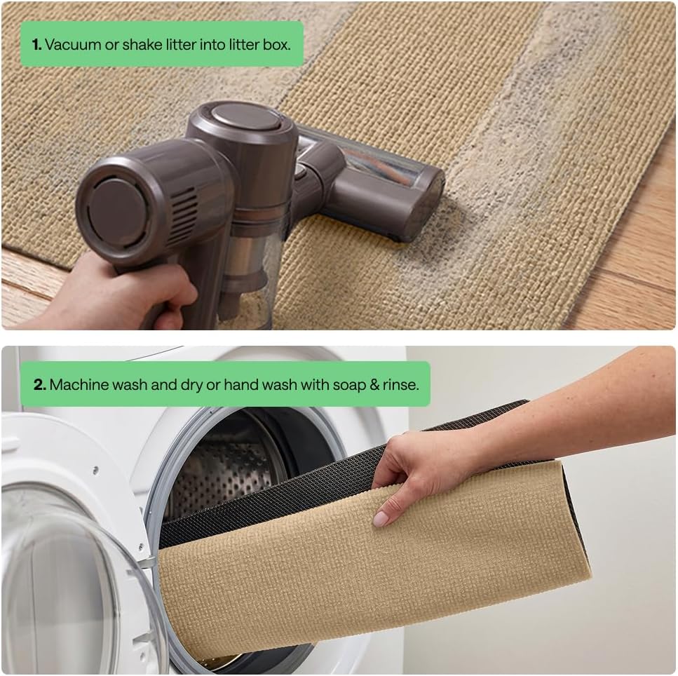 GORILLA GRIP Cat Litter Mat, Soft Felt Scatter Catcher, 30x24, Beige