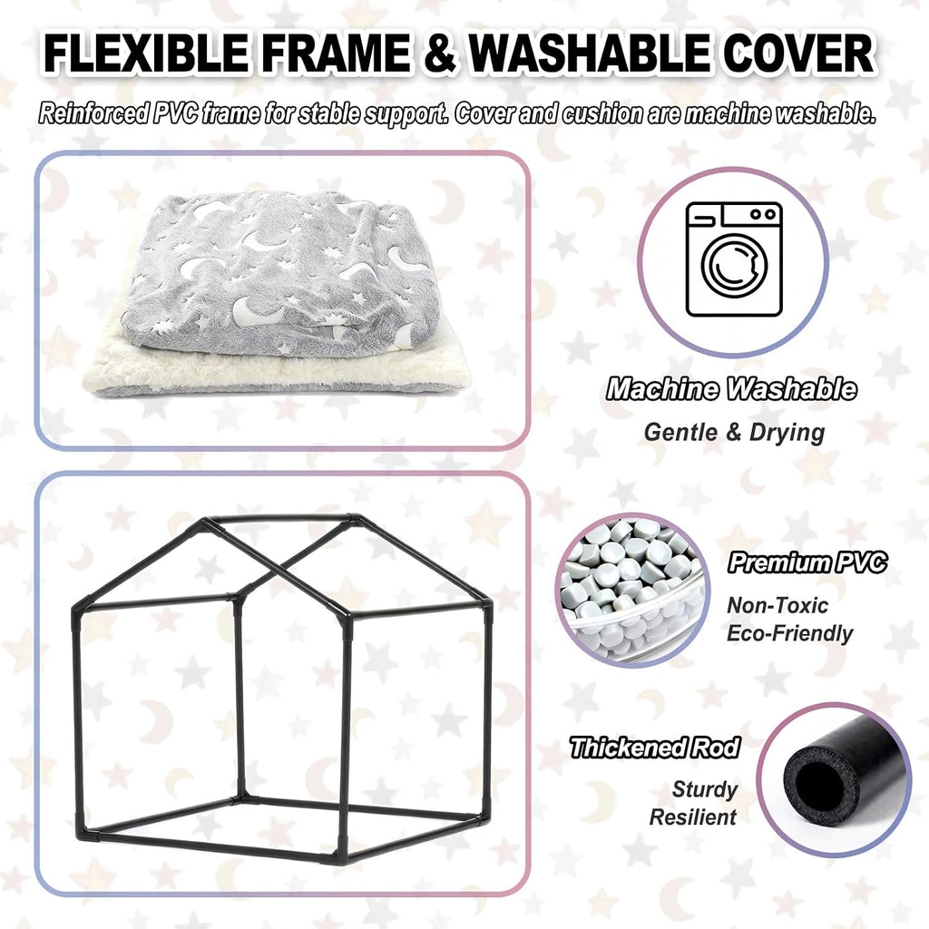 Indoor Dog House, Soft Warm Glow Dog Cave for Small & Medium Dogs