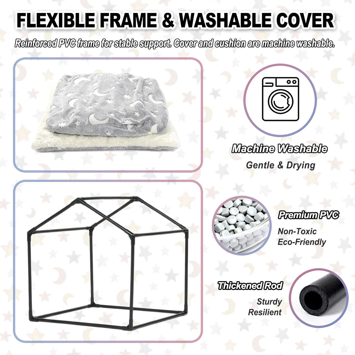 Indoor Dog House, Soft Warm Glow Dog Cave for Small & Medium Dogs