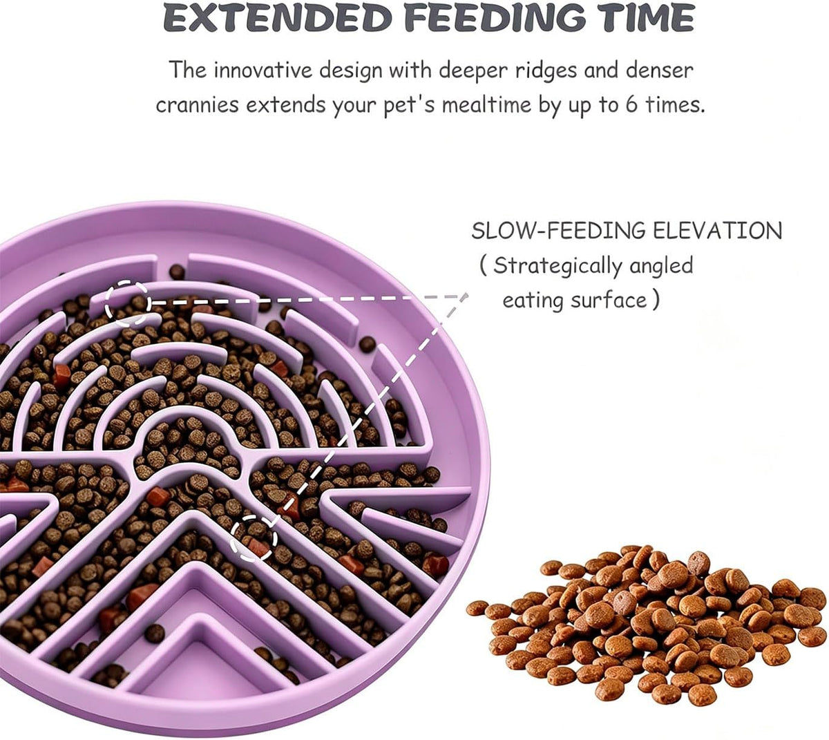 Slow Feeder Dog Bowl for Large & Small Pets, Anti Choking Puzzle Dog Food Bowl with Non-Slip Base, Interactive Pet Slow Eating, Silicone Cat Feeder for Puppies Cats
