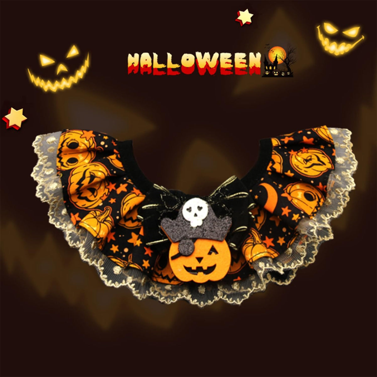Cat Halloween Pumpkin Costume Set, Funny Halloween Outfit for Cats & Puppy