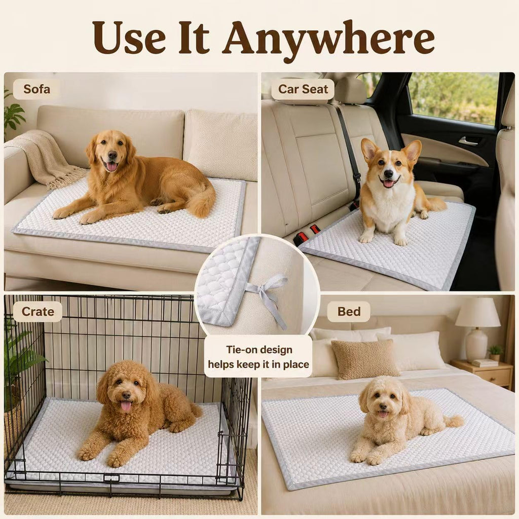 ZIVZIV Cooling Mat for Dogs – Ultra-High Molecular Weight Polyethylene Fiber, Self-Cooling Pad with Color-Changing Technology, Durable & Bite-Resistant Pet Mat for Crate, Sofa,and Bed(32x44inch)