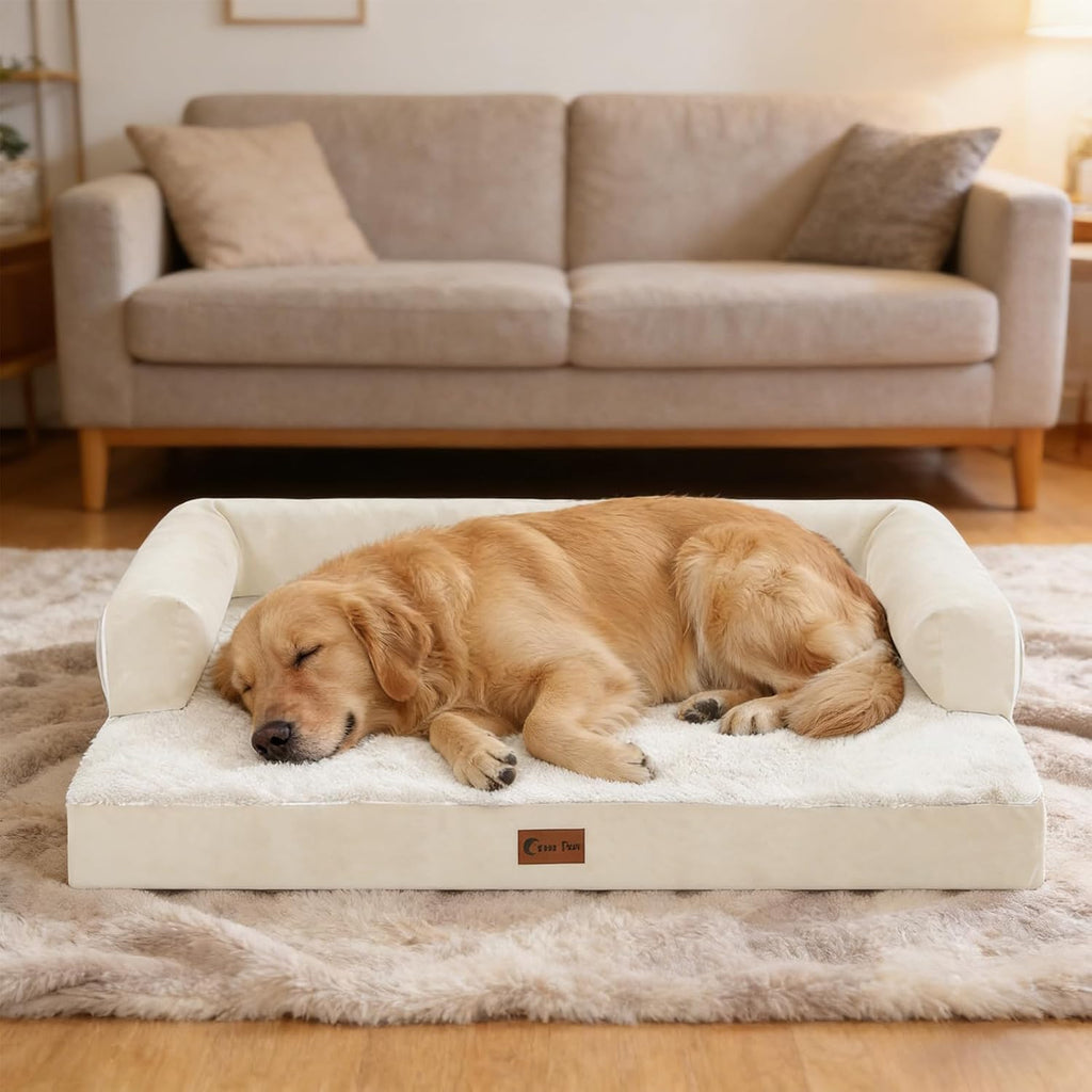 Waterproof Orthopedic Dog Bed for Extra Large Dogs, 41x27in, Beige