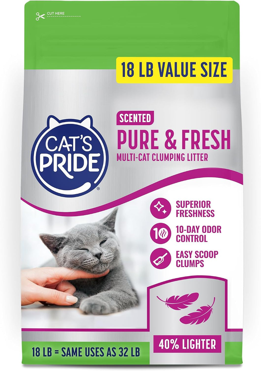 Cat's Pride Pure & Fresh Scented Clumping Litter 18lb