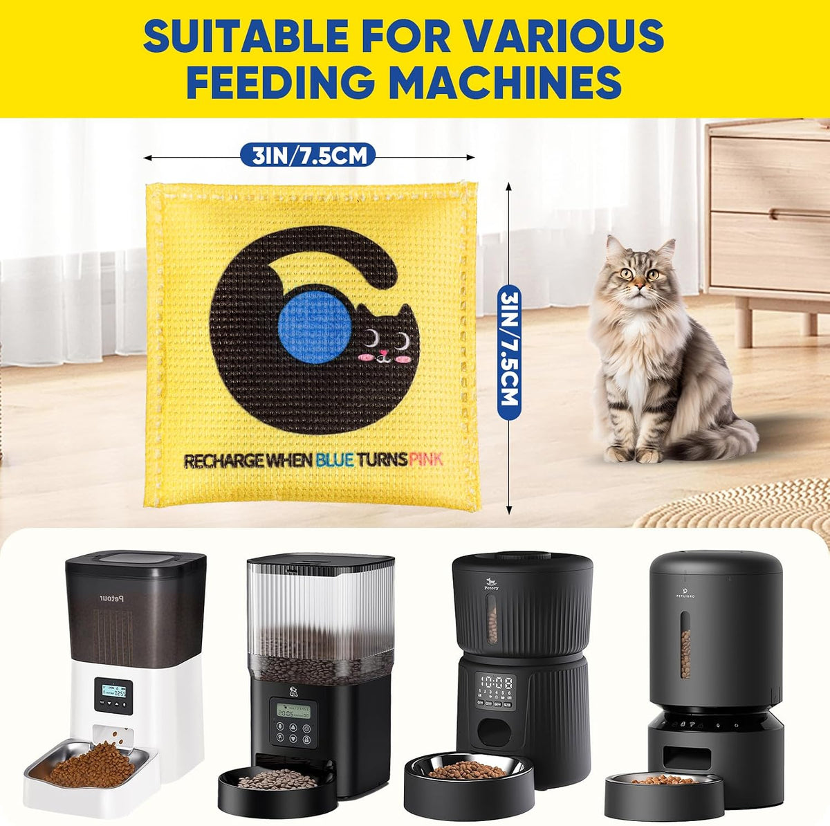 Rechargeable Pet Food Desiccant Bags for Pet Automatic Feeder, 6 PACK