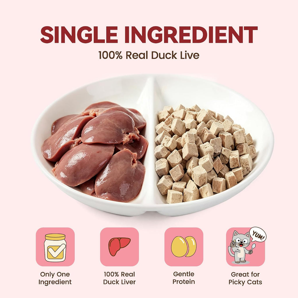 Freeze Dried Duck Liver Cat Dog Treats 2oz Single Ingredient