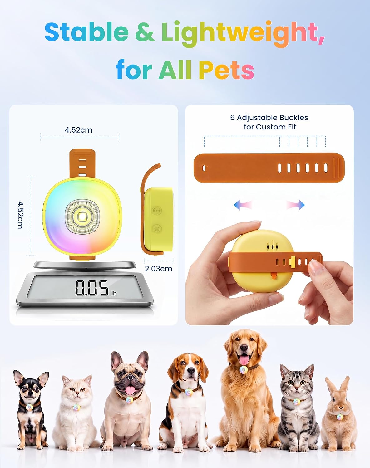 Zellar 2-in-1 Dog Tracker GPS with LED Light, Pet GPS for Pets,Rechargeable