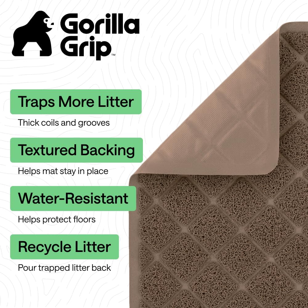 GORILLA GRIP Cat Litter Mat, Coiled Mesh Trapping Mats, 24x17 Brown