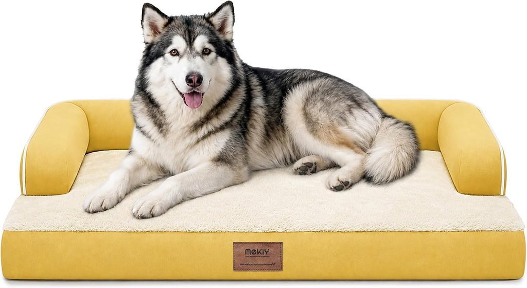 MEKIY XXL Orthopedic Waterproof Dog Bed with Bolster for Extra Large Dogs