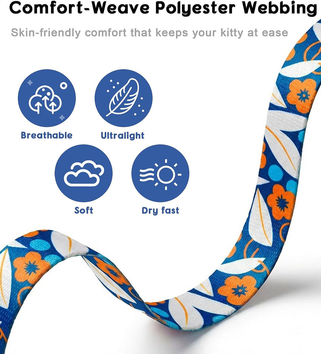 Halypet 2-Pack Cat Harness and Leash Set, Escape Proof 3-in-1 Adjustable Harness for Cats, Soft Lightweight, Easy On & Control for Walking, Travel & Outdoor Use, Small (Navy & Orange)