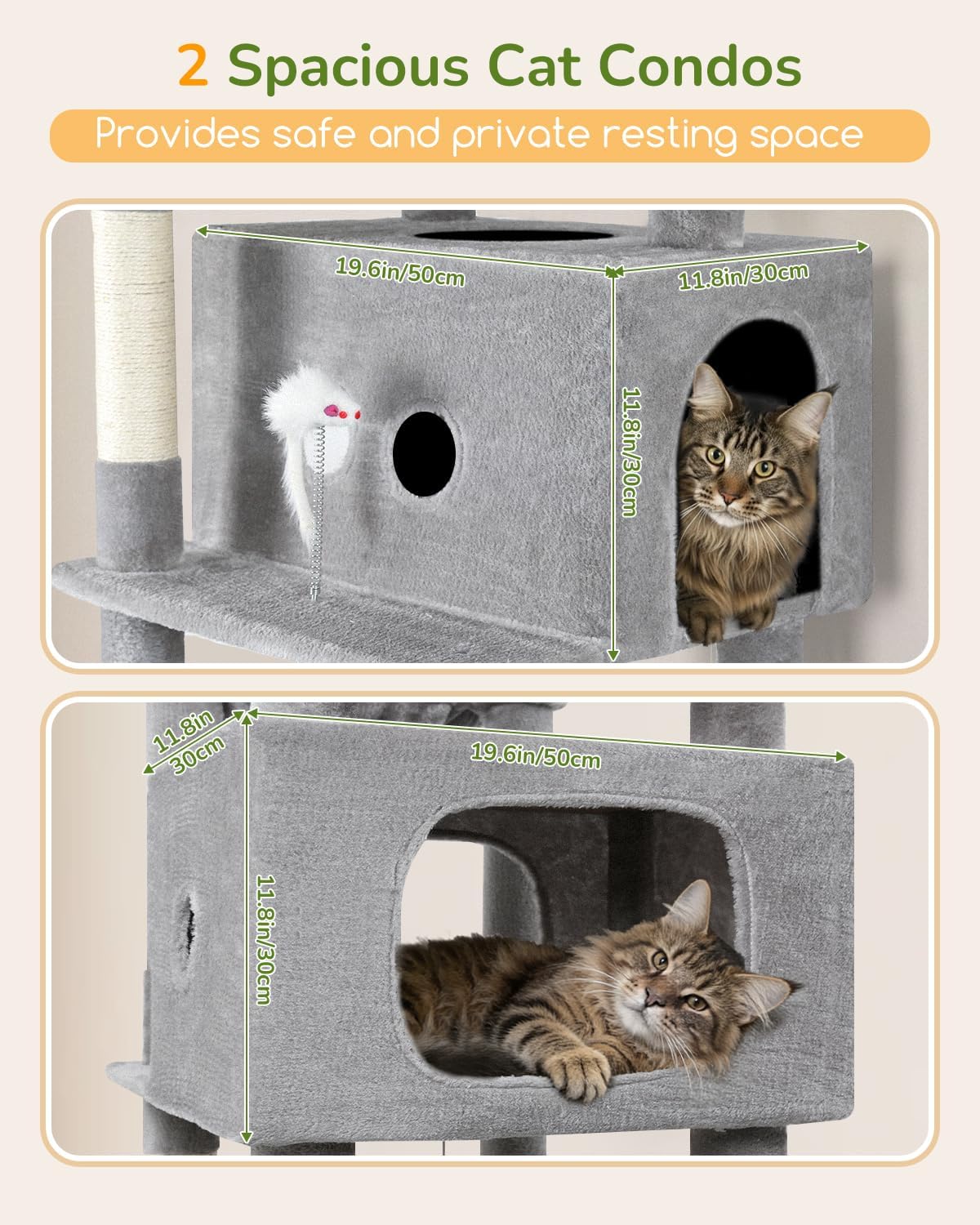 Globlazer 80in Cat Tree Tower for Indoor Cat Large Adult, S80B, Light Grey