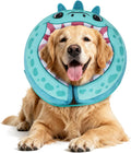 IEUUMLER Inflatable Recovery Dog Collar, Protective Donut Cone, Adjustable Soft Collar for Dog and Cat After Surgery Prevent from Biting & Scratching EU002 - Teal Dinosaur XL