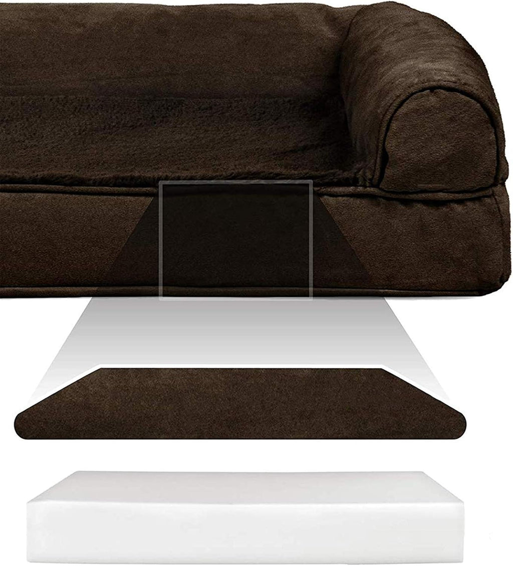 Furhaven Orthopedic Dog Bed for Large Dogs w/ Removable Bolsters & Washable Cover, For Dogs Up to 125 lbs - Plush & Suede Sofa - Espresso, Jumbo Plus/XXL