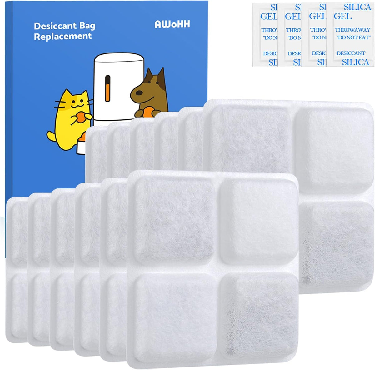 12-Pack 2026 PLUS Pet Food Desiccant Bag,Compatible with Pet Automatic Cat dog Feeders, Desiccant Bag Replacement for Cat Feeder,Maintains Food Freshness