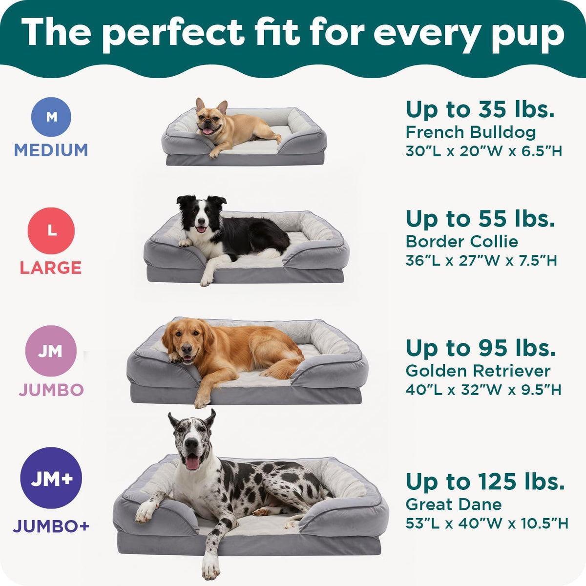 Furhaven Cooling Gel Dog Bed for Large/Medium Dogs w/ Removable Bolsters & Washable Cover, For Dogs Up to 55 lbs - Plush & Velvet Waves Perfect Comfort Sofa - Granite Gray, Large