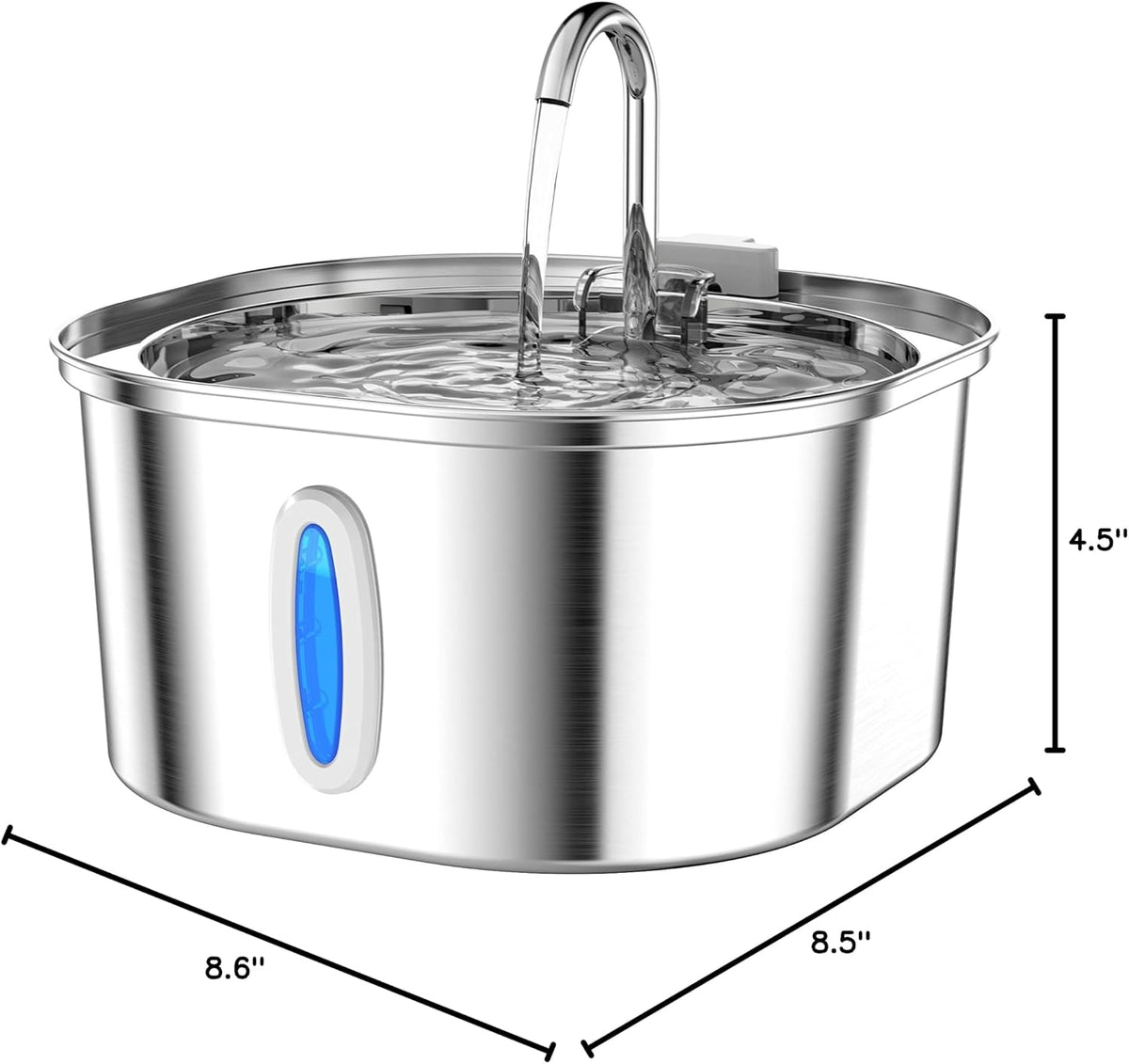 PEKTACO Cat Water Fountain, 3.2L/108oz Stainless Steel Pet Water Fountain