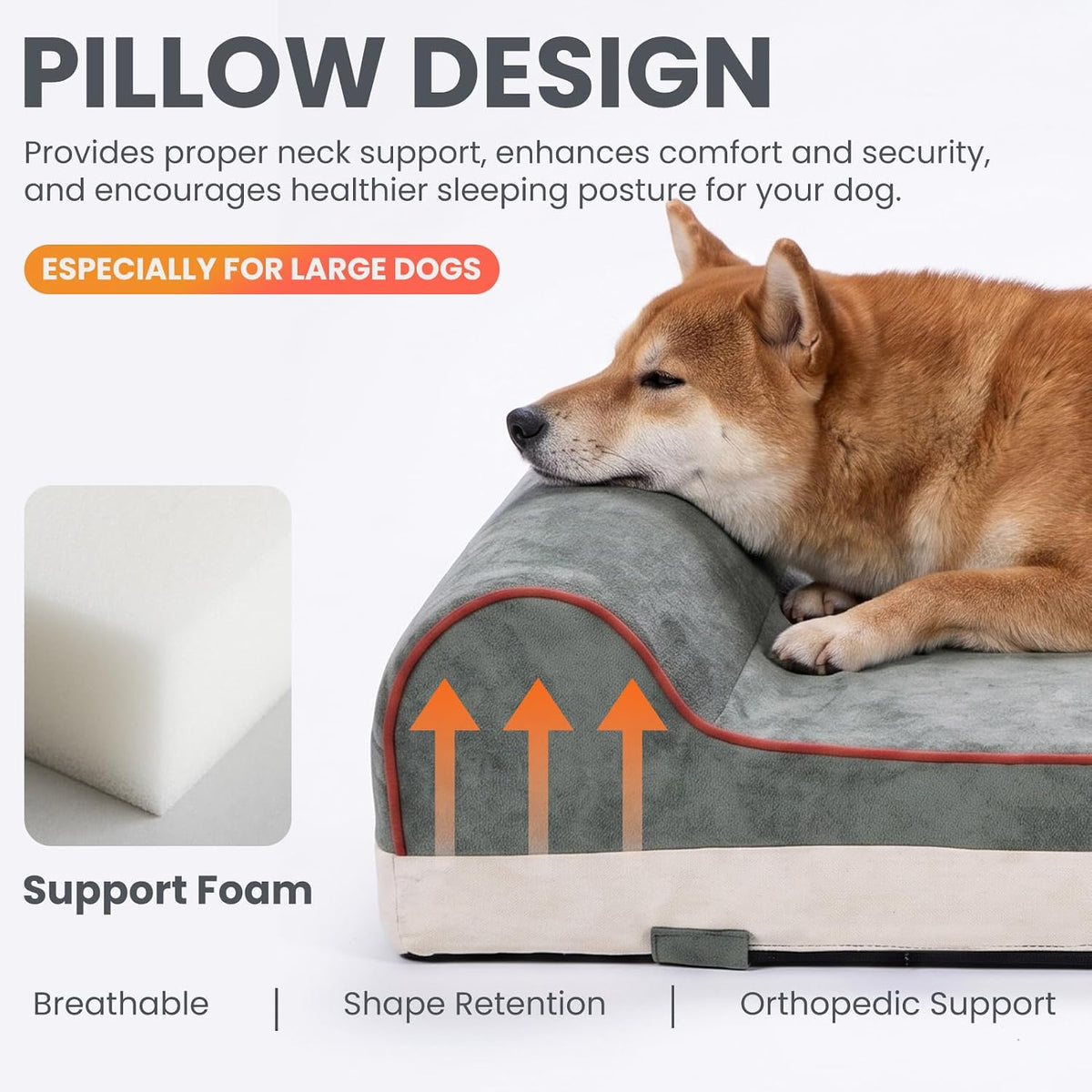 Laifug Orthopedic Dog Bed, Dark Green 34''x22''x5.5'', Memory Foam