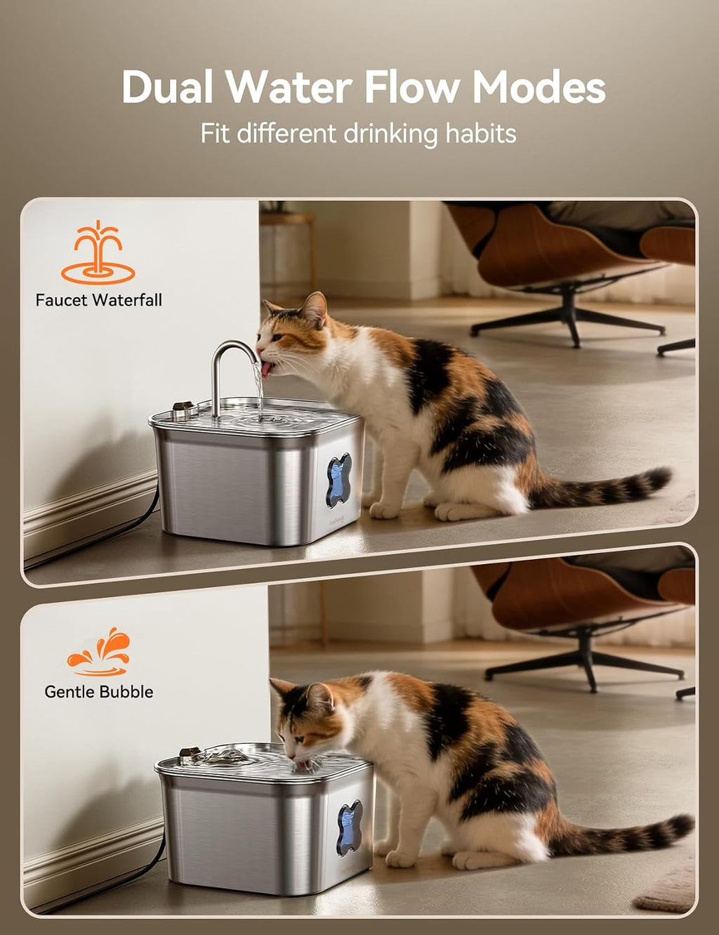 Cat Water Fountain - 95oz/2.8L Faucet-Style Pet Drinking Fountain for Cats