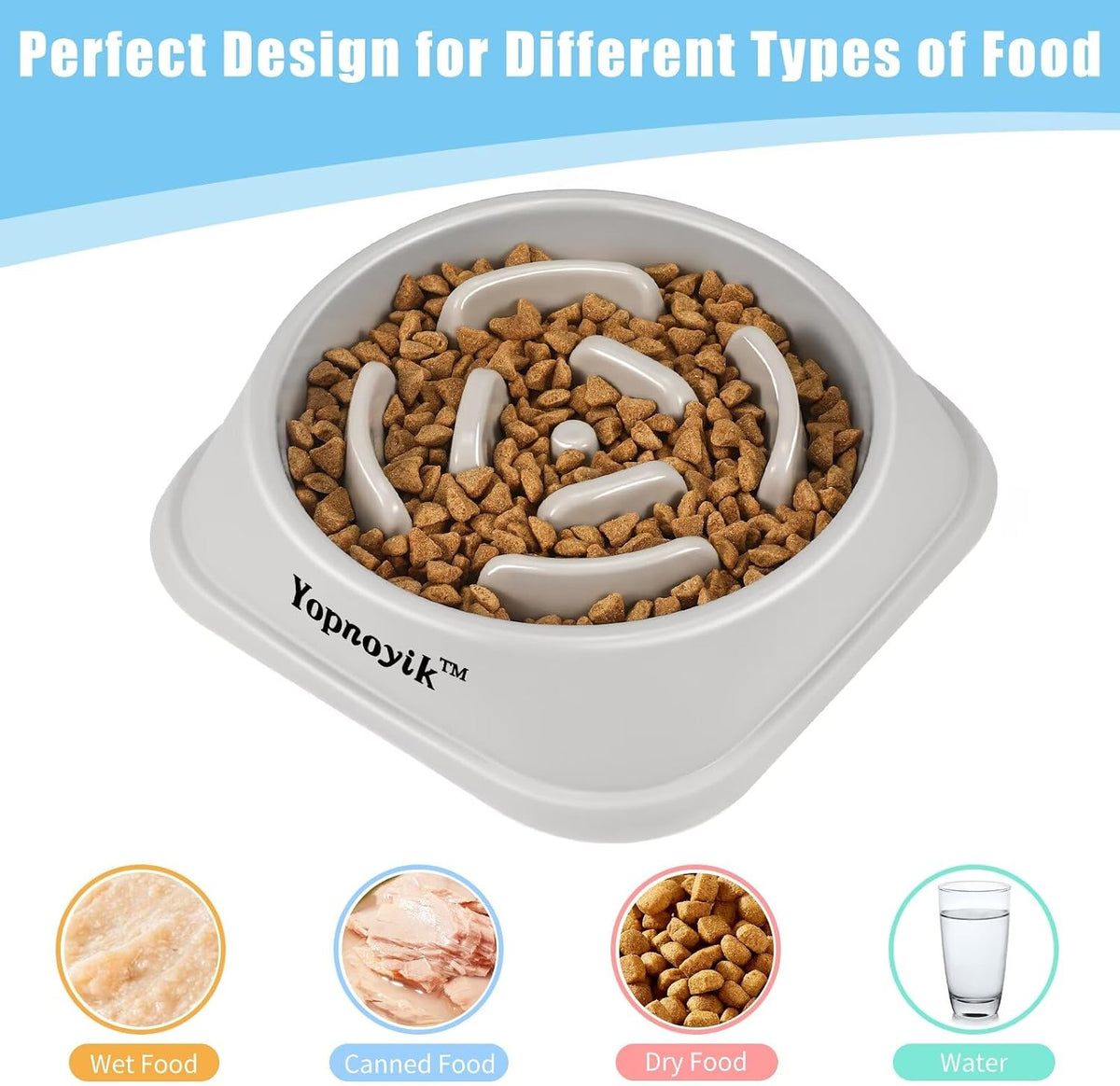 Slow Feeder Dog Bowls for Medium Dogs & Cats | Non-Slip Base, Anti-Choking Design, Reduces Bloating & Overeating, Easy to Clean, 1.5-2 Cups