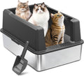 Extra Large Stainless Steel Litter Box for Large Cats | 50% Thicker Metal, High Sides, Leak-Proof, Non-Stick Surface, Odor Resistant, Easy Clean
