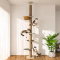Cat Tree Floor to Ceiling, Cat Tower with Hammock & Perch, Scratching Post