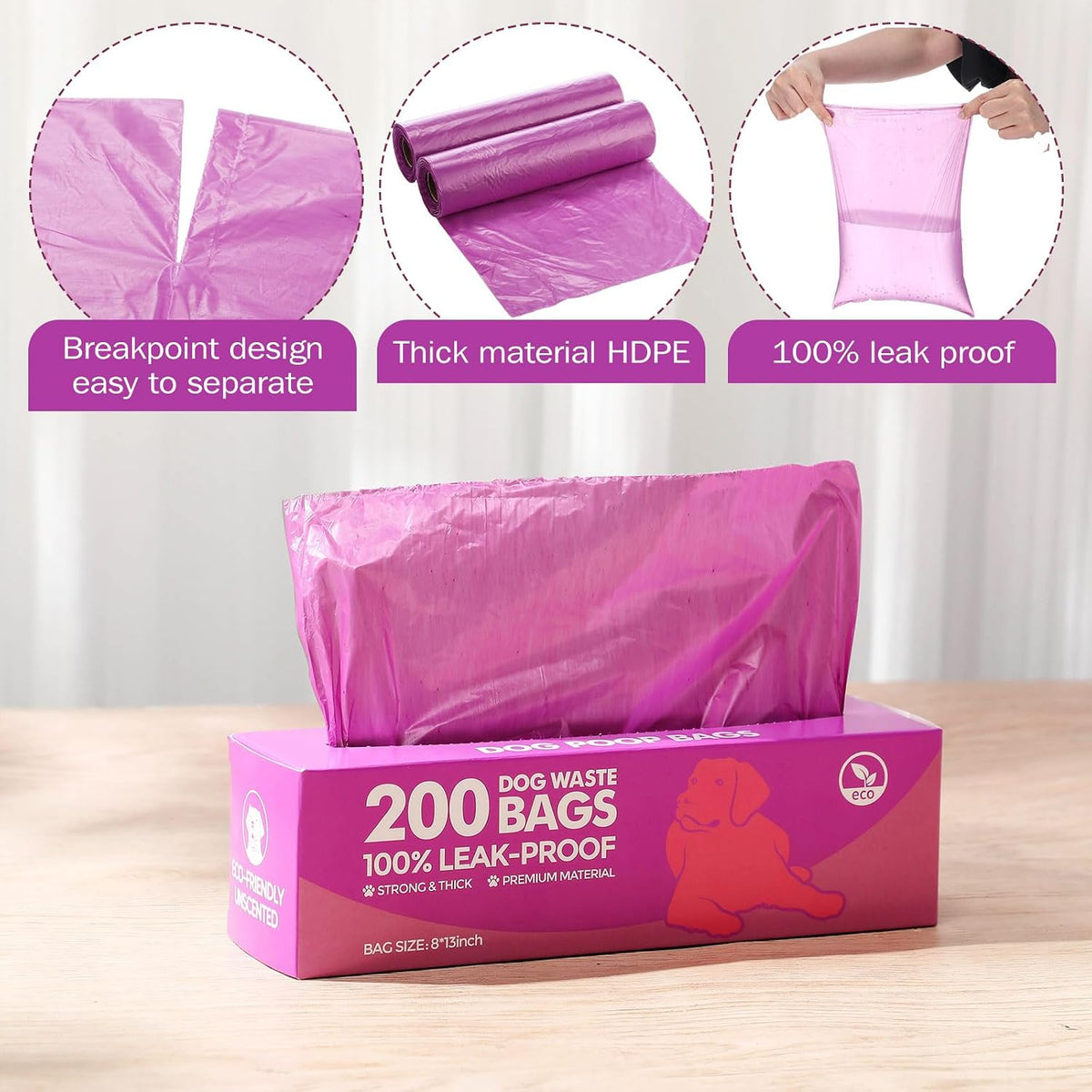 Harloon 6000 Ct Dog Poop Waste Bags, 30 Rolls Refills,Purple,12 X 8 Inches | Bulk Waste Bags for Walking Travel Park, Extra Thick Leak Proof, Doggie Poop Waste Bag Rolls Fit Dispensers, Puppy Cleanup