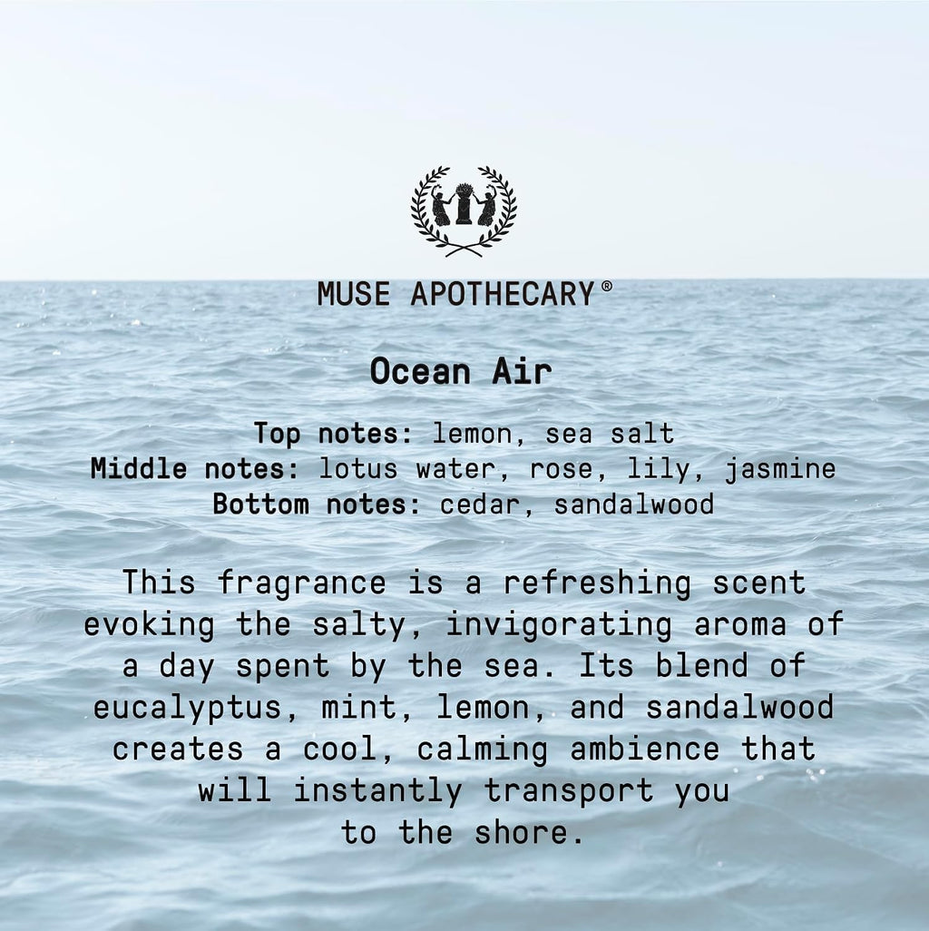 Muse Apothecary Home Ritual Active Odor Eliminator Spray - Furniture Deodorizer Spray & Bathroom Odor Eliminator for Home - Essential Oil Air Freshener - 8oz, Ocean Air