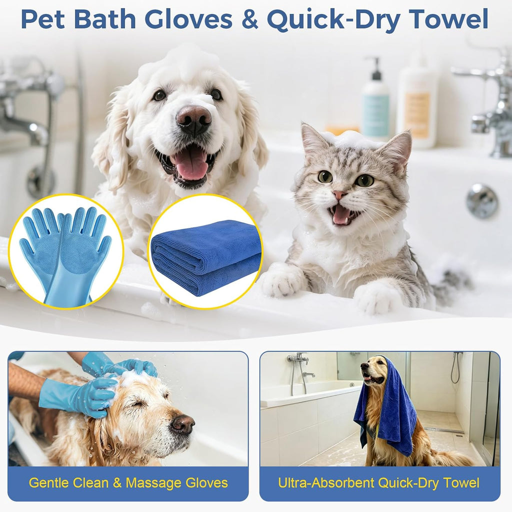 11 Piece Dog Grooming Kit - Hair, Nail, Massage Bath Supplies For Pets Cats