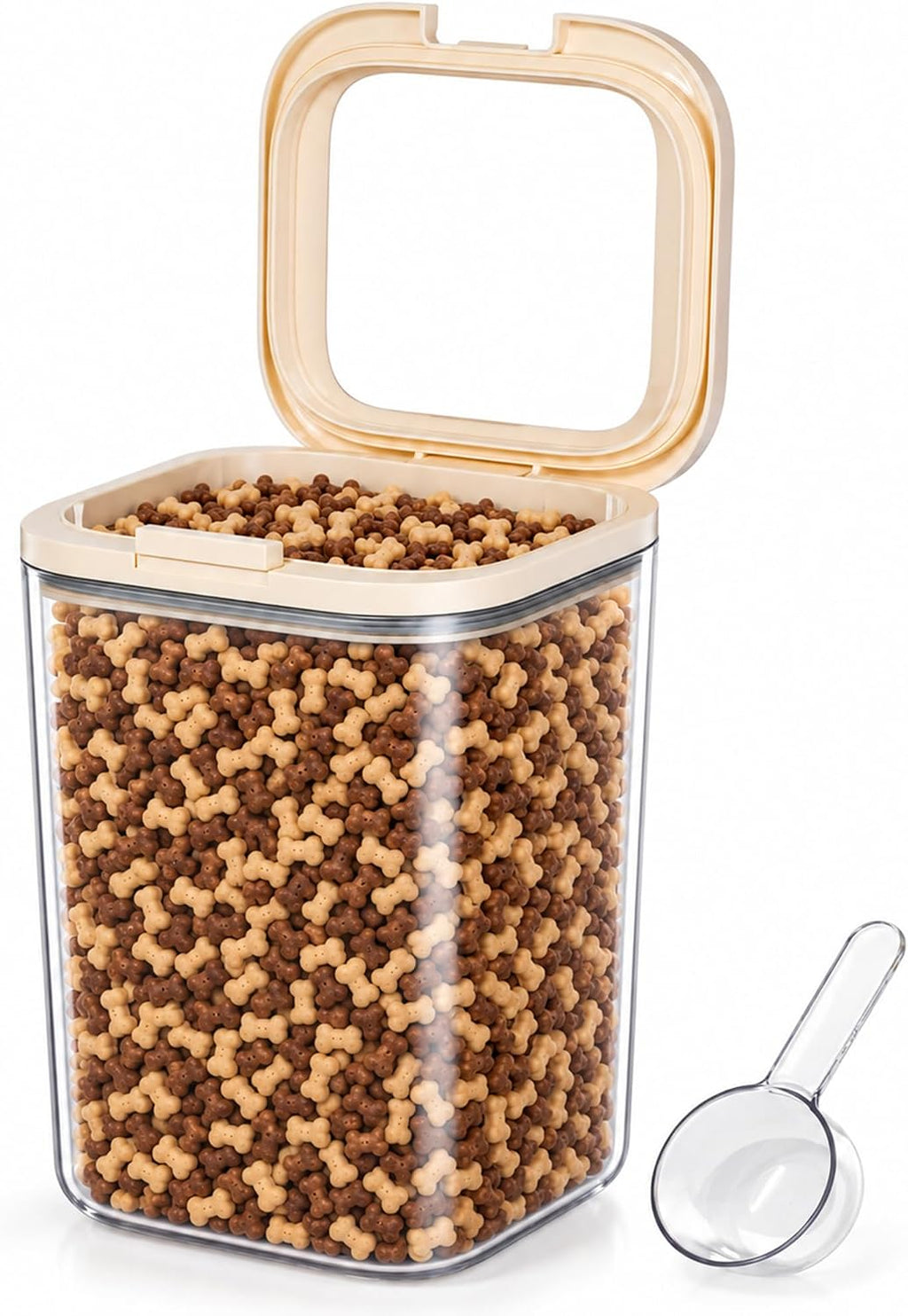 LivLab Mker Pet Treat Container, 5.28QT, One-Handed Open, Clear, Stackable