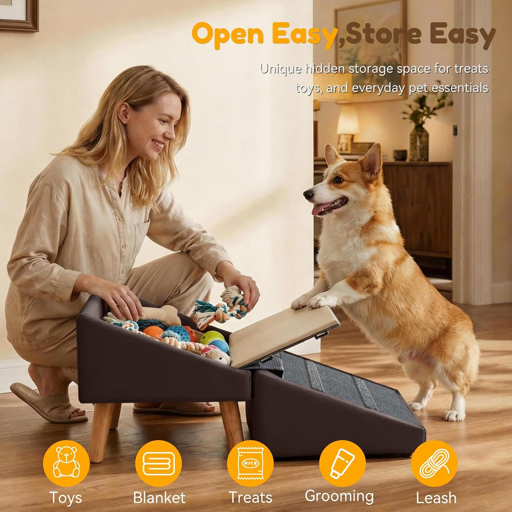 Dog Ramp for Small Dogs, 3-in-1 Dog Stairs Ottoman for Couch