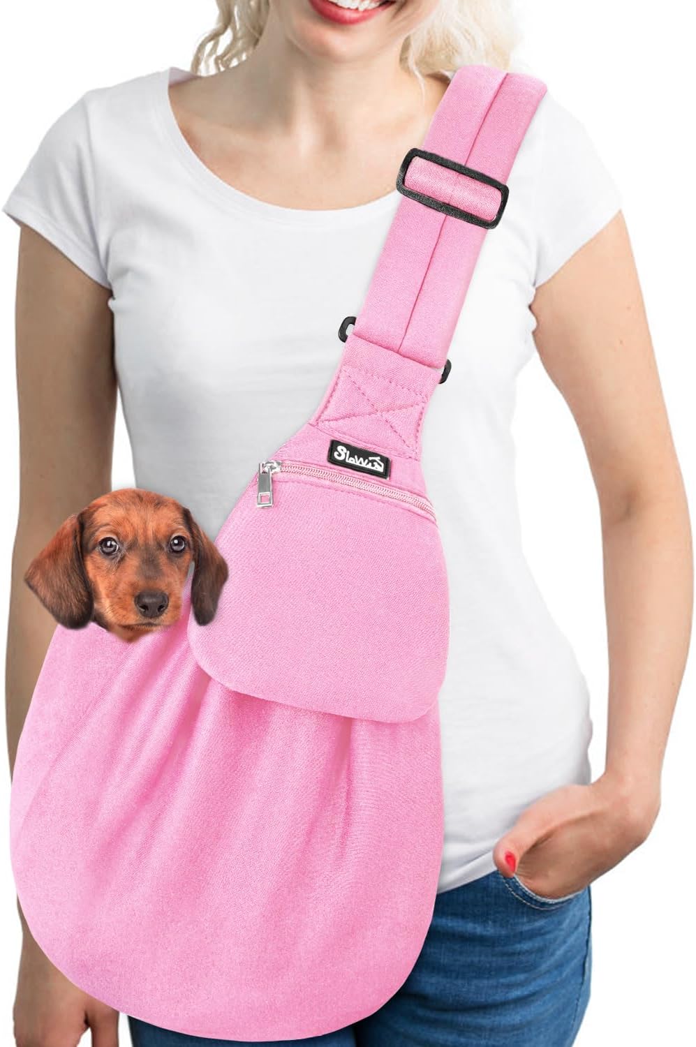 SlowTon Dog Carrier Sling - Thick Padded Shoulder Strap Adjustable, PI, L