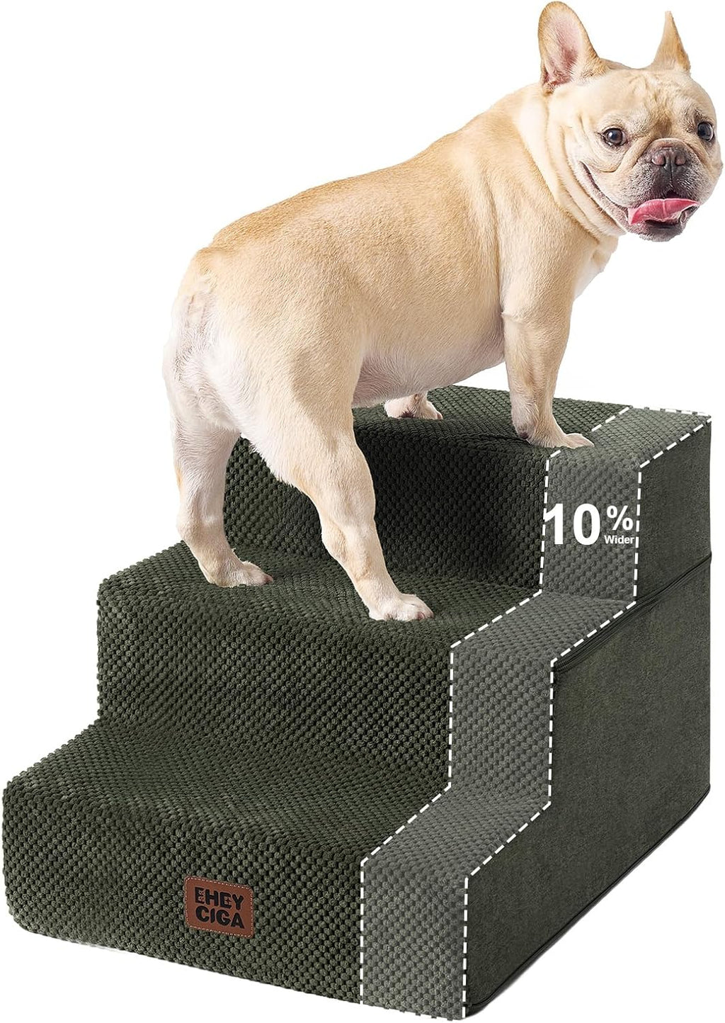 EHEYCIGA Dog Stairs 13.5" H, 3-Step Extra Wide Dog Steps