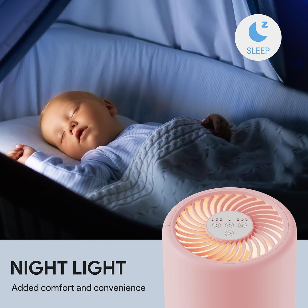 Air Purifiers for Bedroom, FULMINARE H13 True HEPA Filter (Pink 2 Pack)