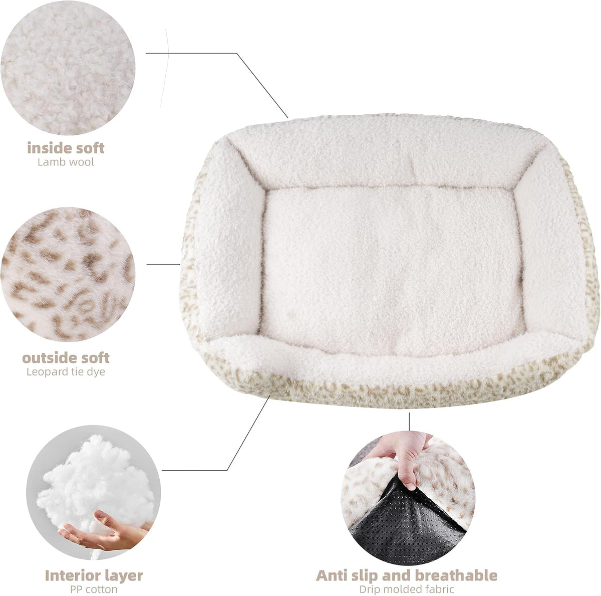 Smouatou Dog Soft Bed, Anti-Anxiety Puppy Cuddler Bed for Puppy Dog and Cat (Beige, M)