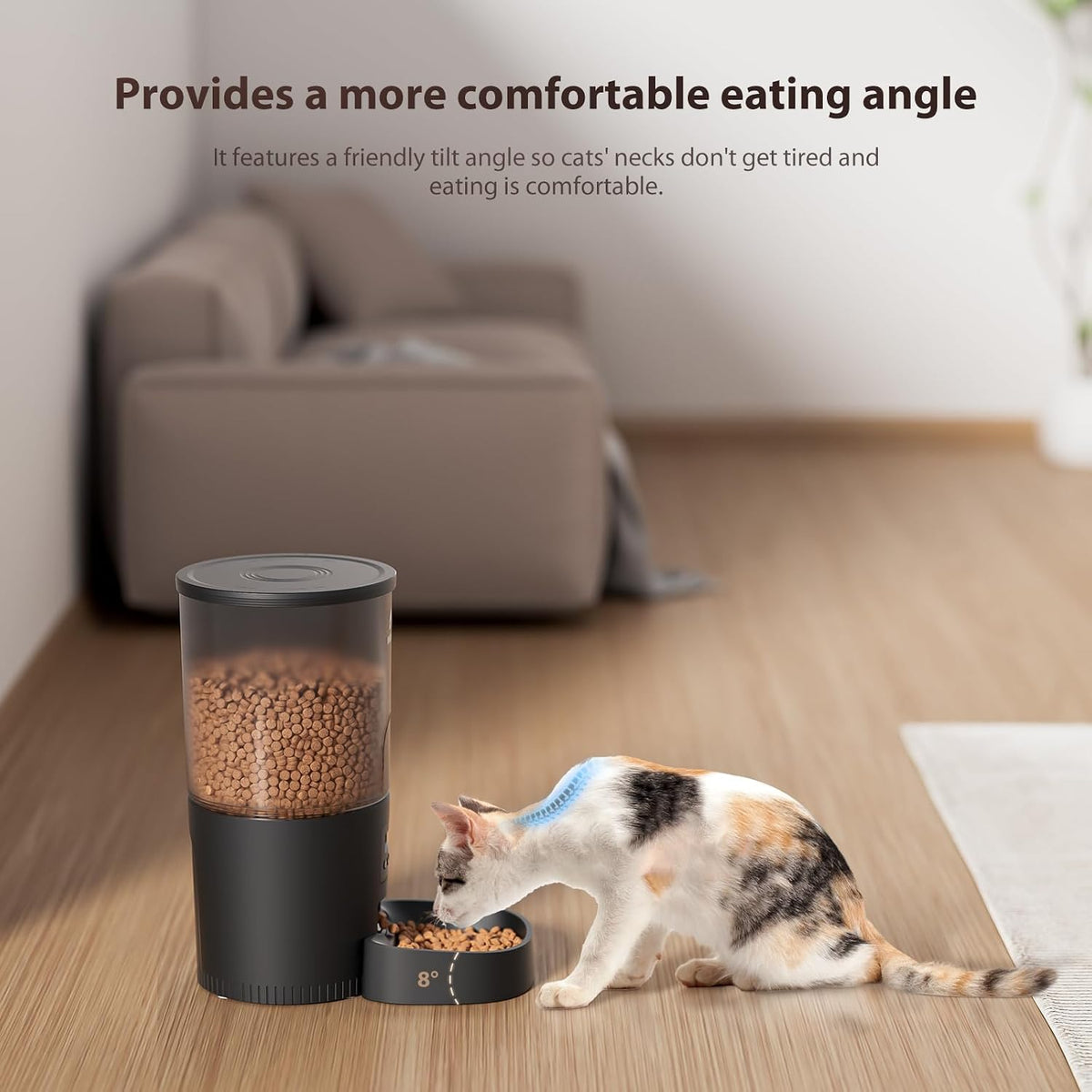 IMIPAW Automatic Cat Feeders, 5L Large Capacity, Timed Feeding Dry Food, Dual Power Design, Programmable Portion Size, 1-6 Meals Per Day, with Desiccant, Suitable for Small Pets Food Dispenser, Black