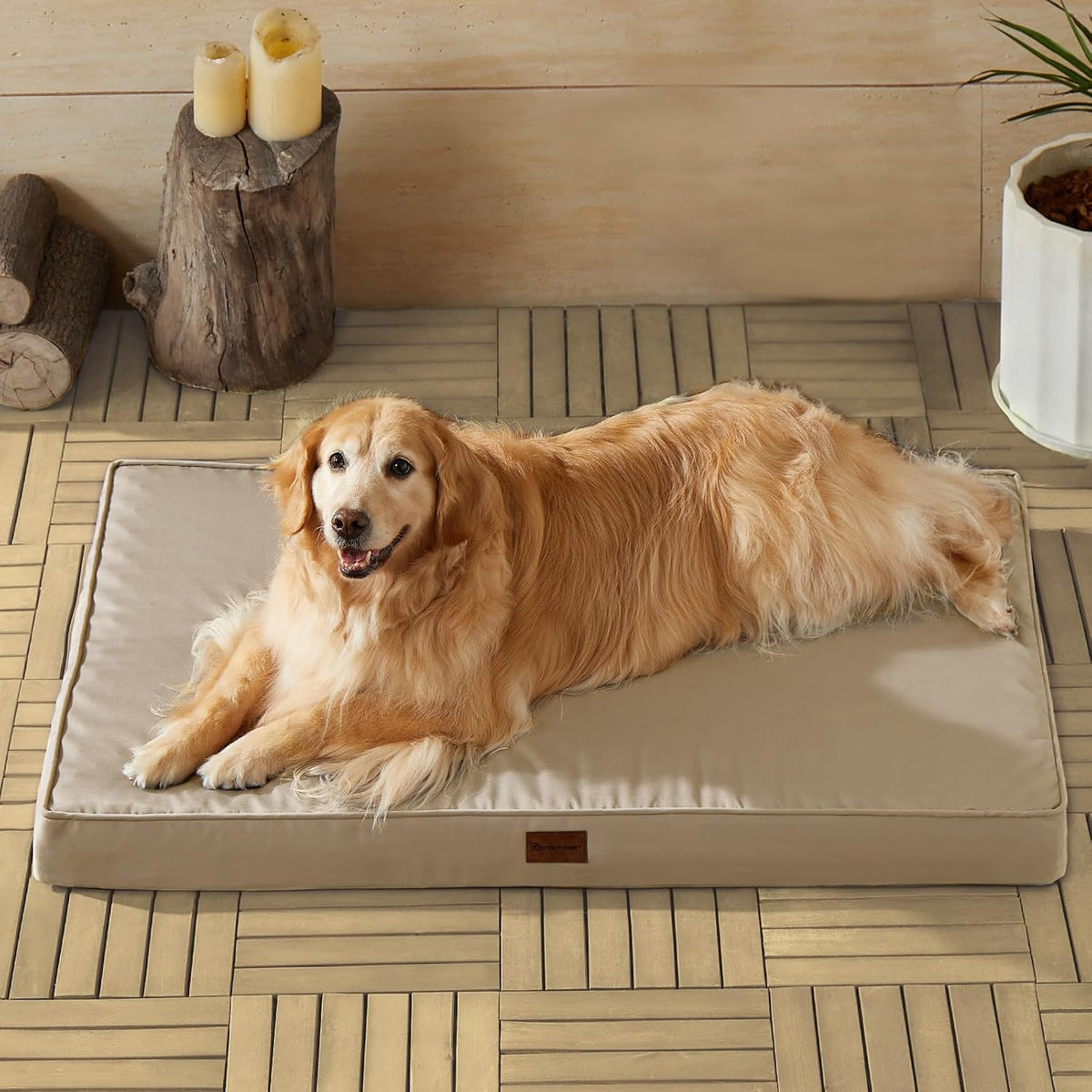 BFPETHOME Outdoor Waterproof Dog Bed for Large Dogs, Washable Cover, 42"