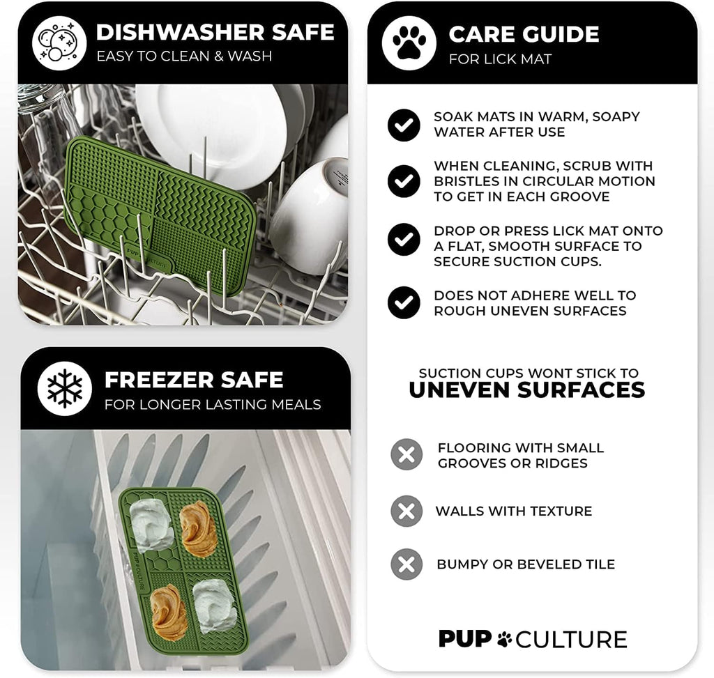Pup Culture Dog Lick Mat for Dogs (2 Pack), Feeding Pad for Anxious Pets Plus 4 Different Puzzles for Mental Stimulation for Dogs - Supports Mental, Dental, and Digestive Health - Heavy Duty