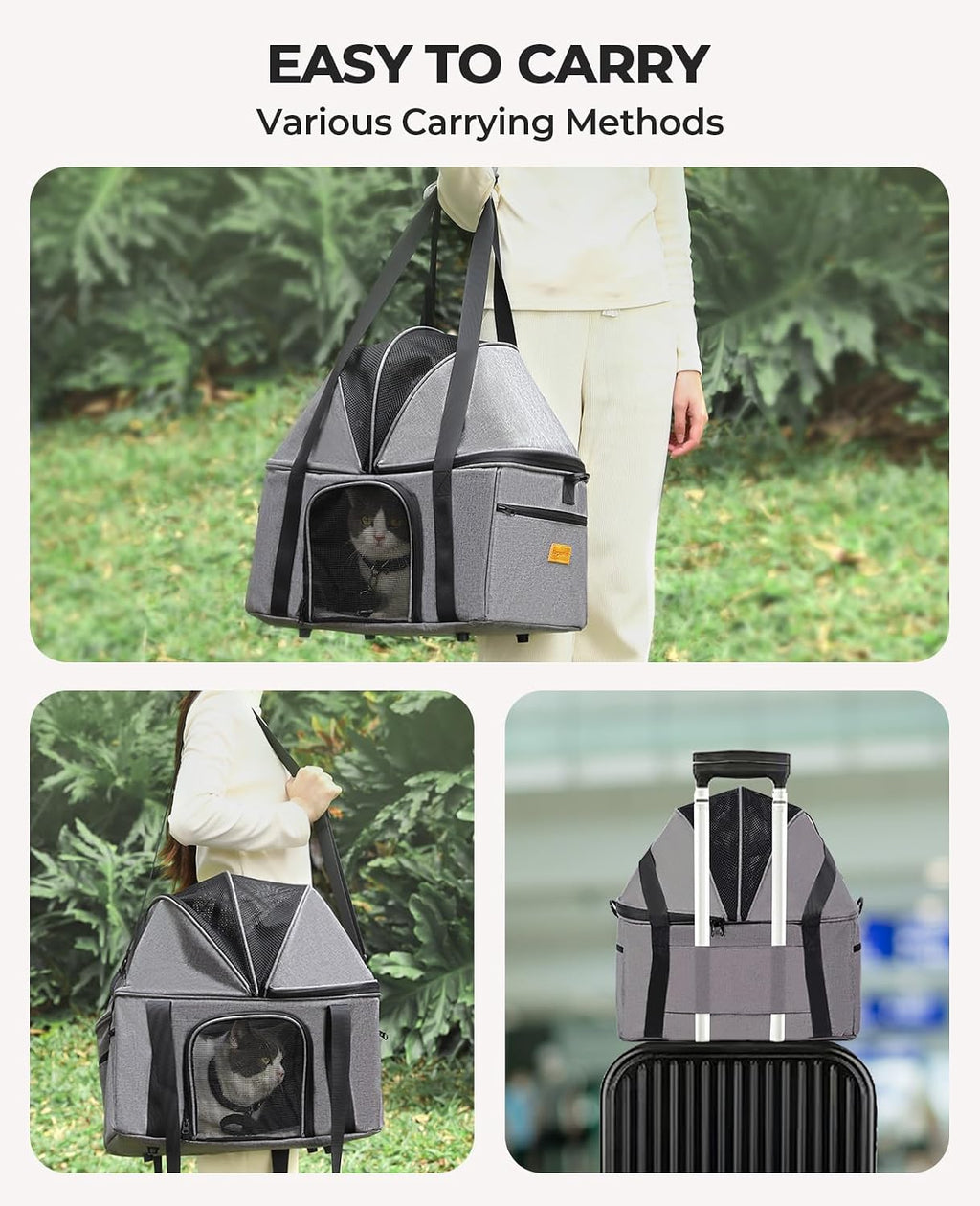 BurgeonNest Top-Expandable Cat Carrier with Semi-Open Canopy, Up to 15 lbs