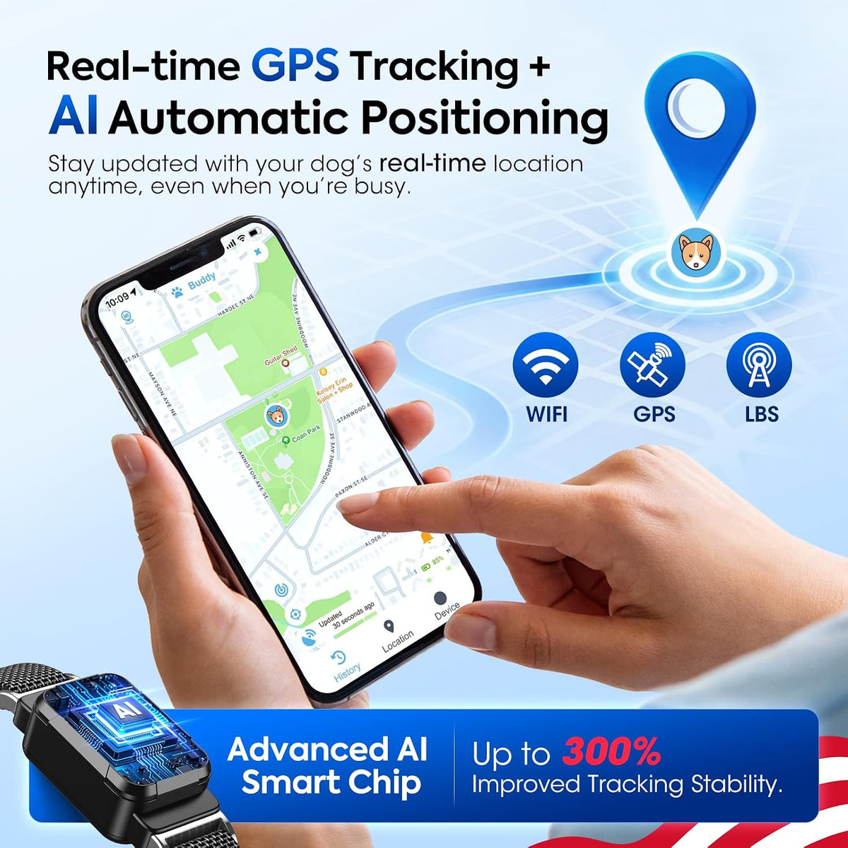 Smart Dog GPS Tracker, Complimentary 12-Month Subscription, Live Pet Tracker with Virtual Fence, Dog Tracker for Dogs with Health & Behavior Monitoring, Escape Alerts, with Virtual Fence, Black