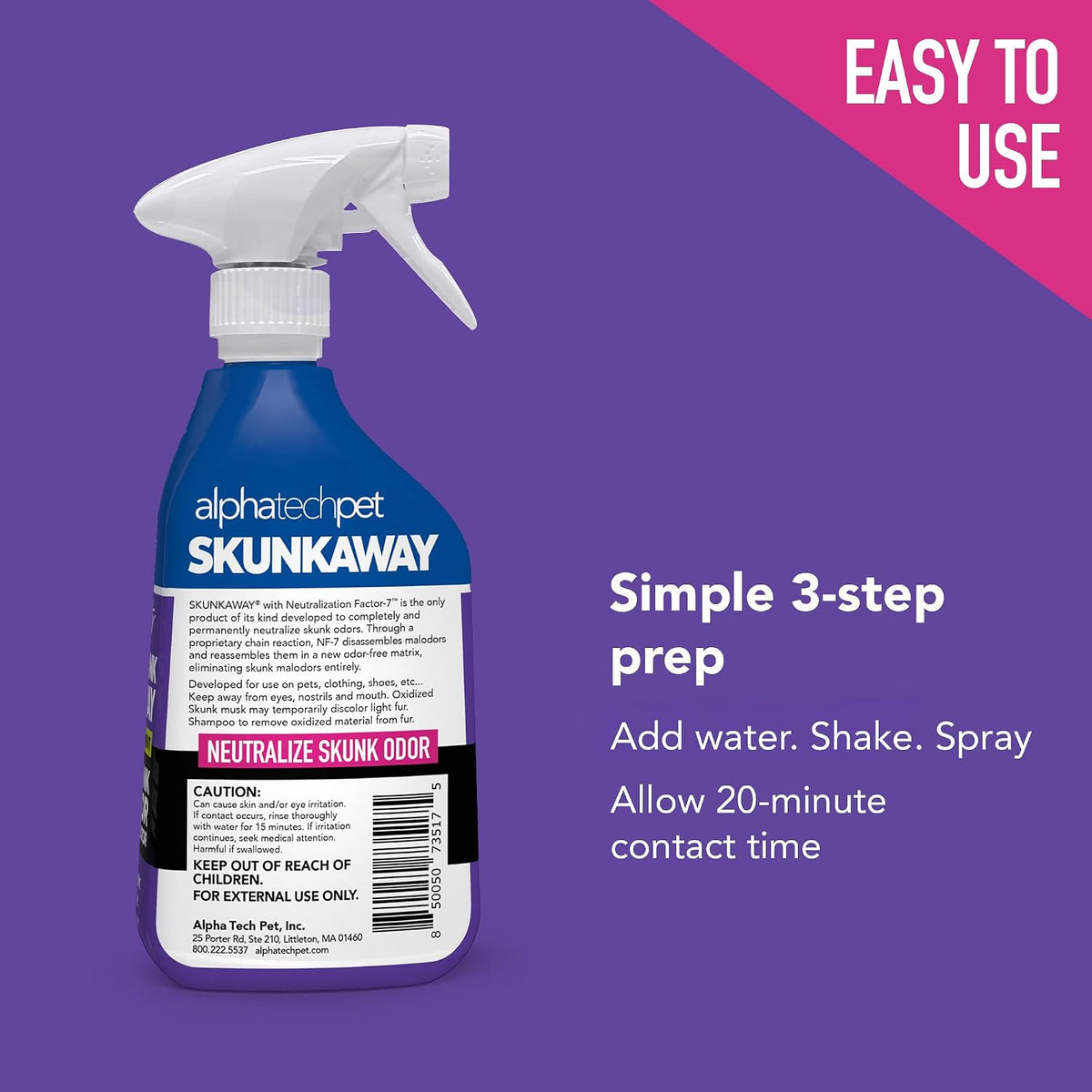 ATP Skunk Away Permanent Skunk Odor Remover for Pets and Fabrics, 16 Fl Oz
