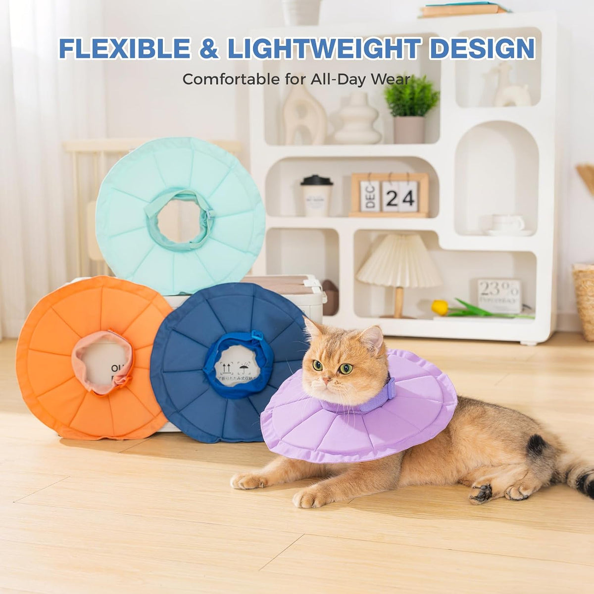 Avont Inflatable Cat Cone, Lightweight Recovery Collar, L Denim Blue