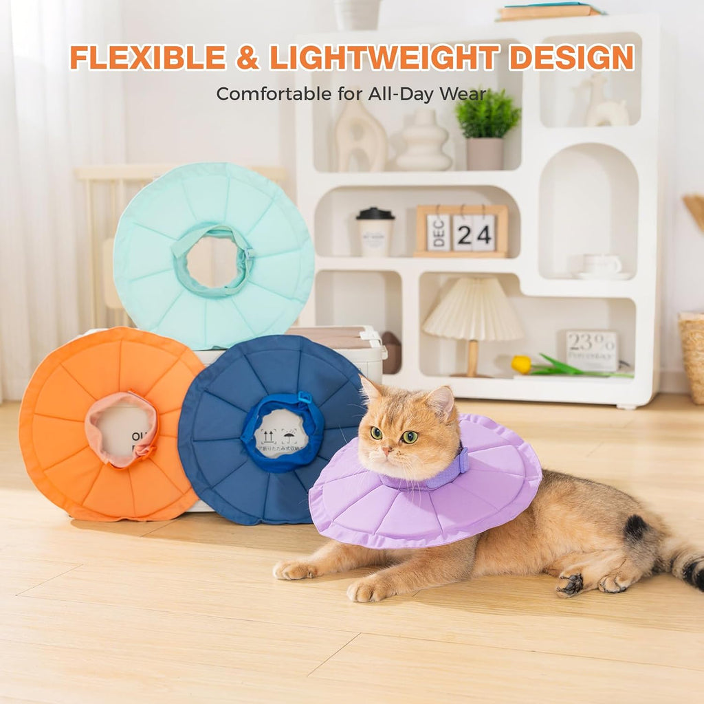 Avont Inflatable Cat Cone, Lightweight Recovery Collar, L Orange